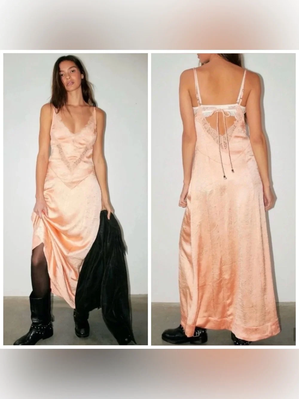 Free people Maybe Forever Maxi Dress Orange Lace Slip Size 6